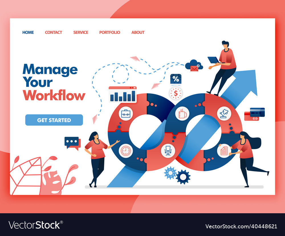Landing page design of manage your workflow easy