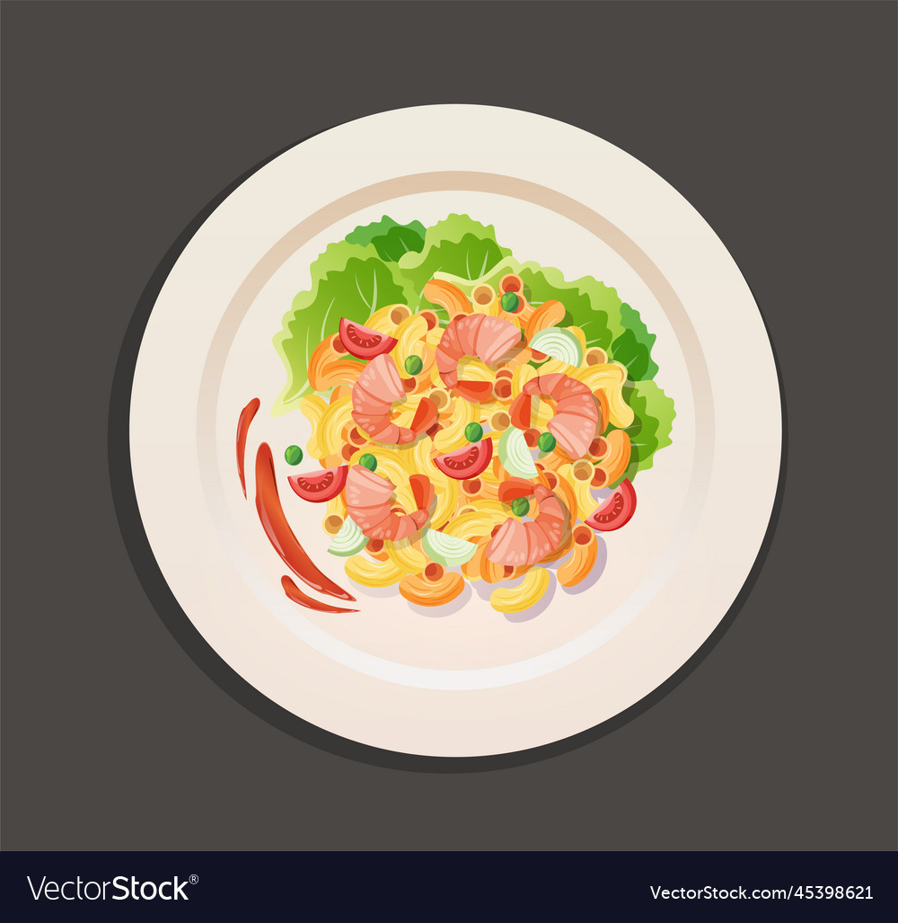 Macaroni with ingredient on plate