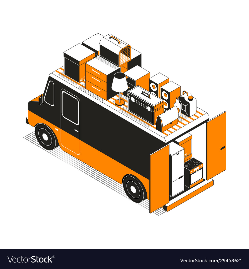 Moving to a new house car concept vector image Moving to a new house car concept