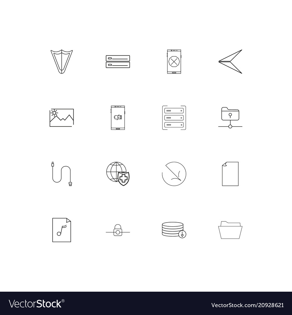 Network and database linear thin icons set