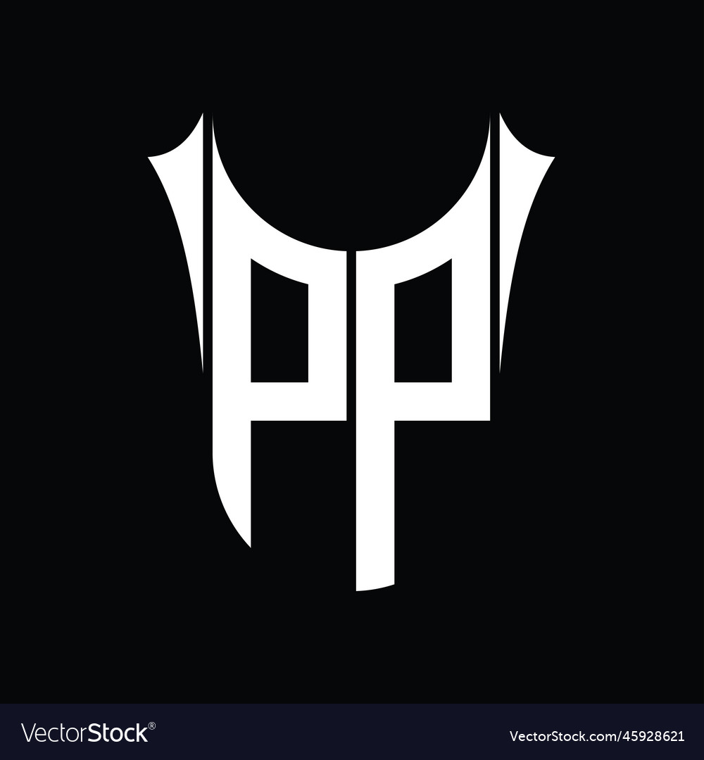 Pp logo monogram shield sharp half round shape