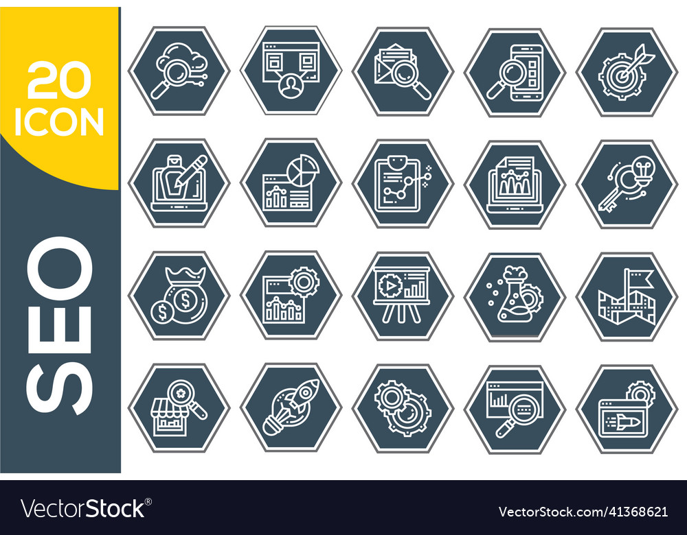 Seo optimization icons set of line