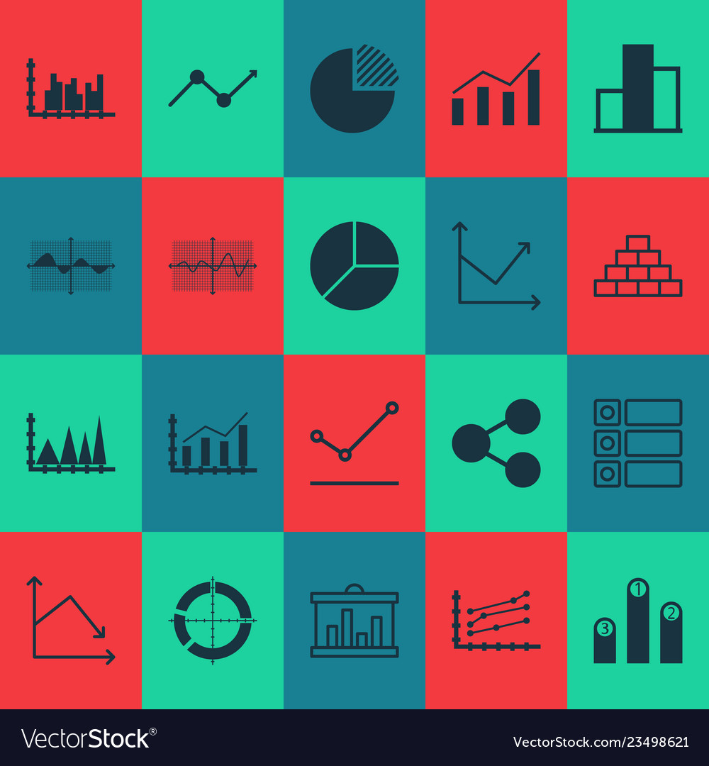 Set of graphs diagrams and statistics icons vector image Set of graphs diagrams and statistics icons