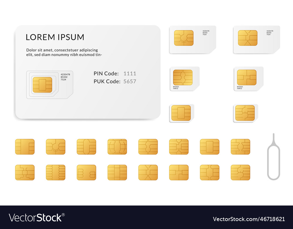 Sim card types icon set and tool isolated