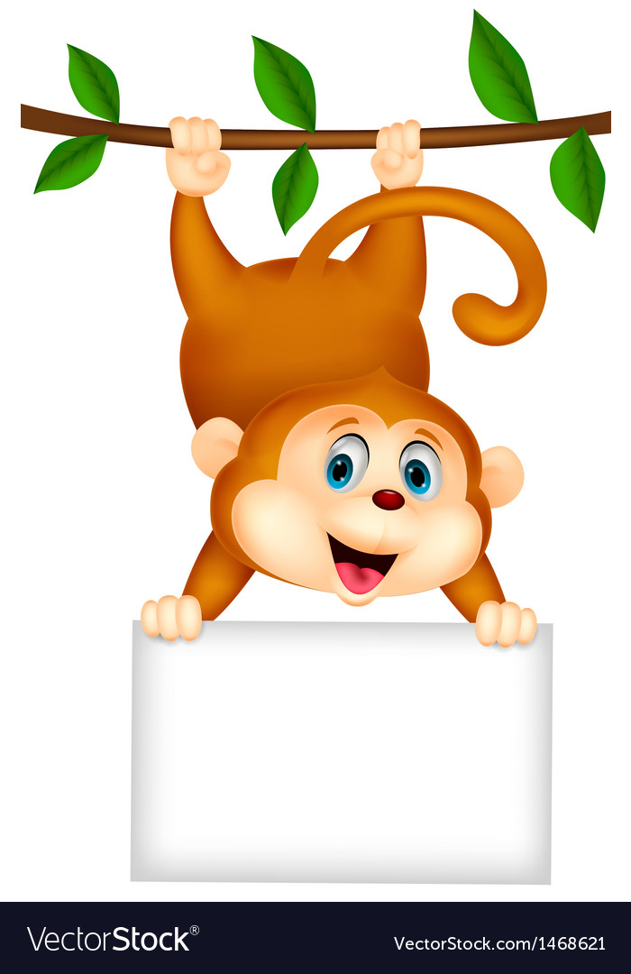 Smiling Monkey with Sign