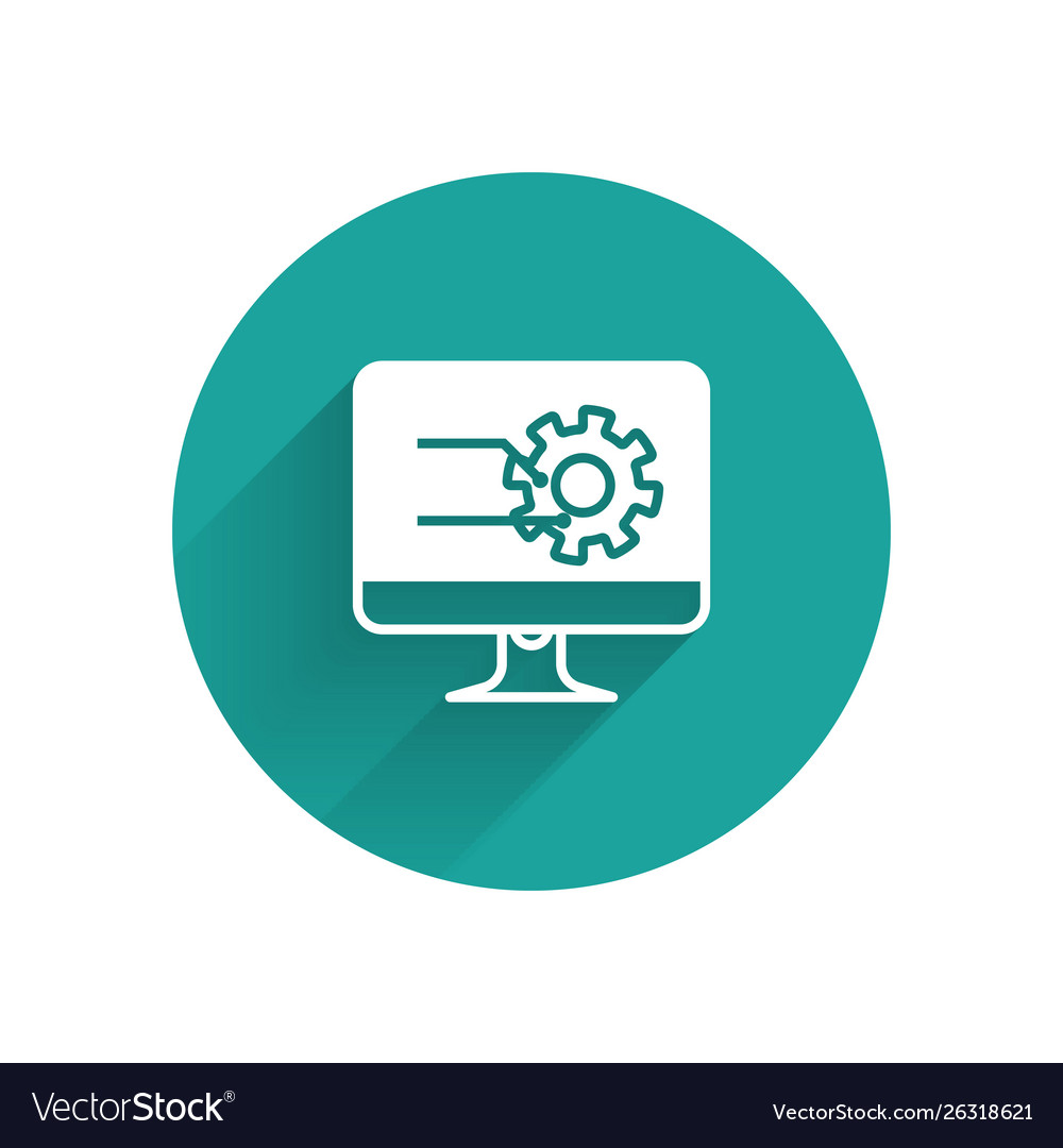 White computer monitor with graph chart icon