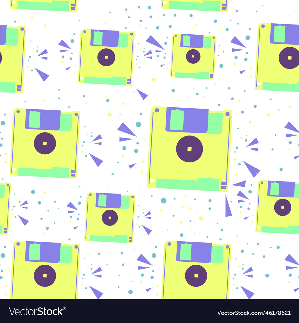 Y2k seamless pattern with floppy disks graphic vector image Y2k seamless pattern with floppy disks graphic