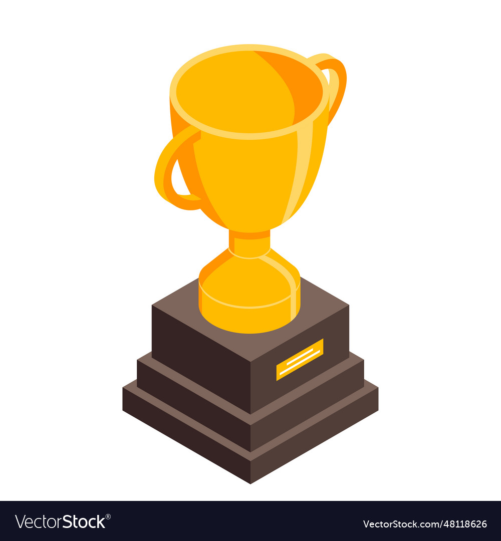 Big gold cup icon isometric winner award Vector Image