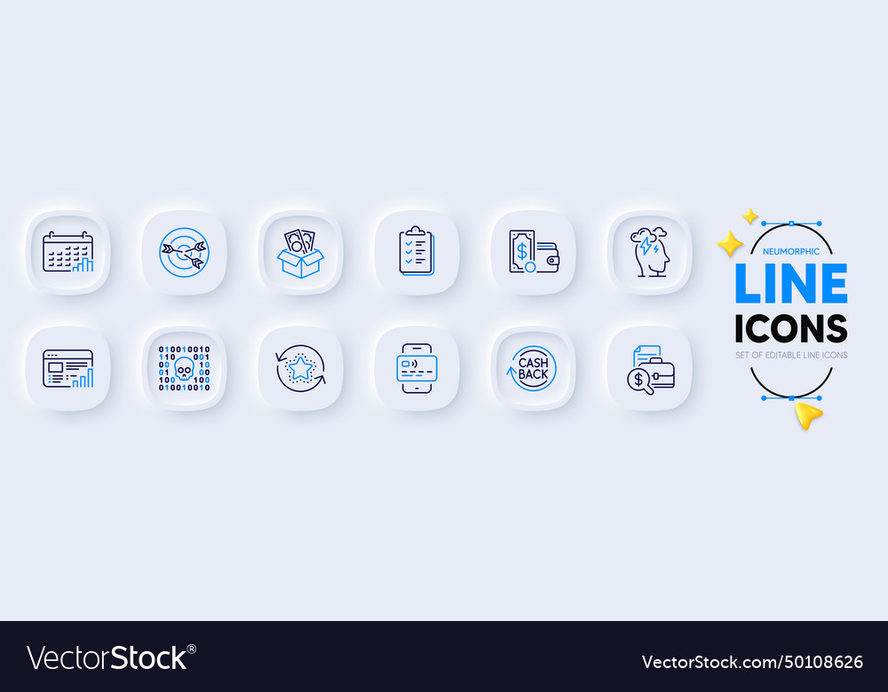 Binary code loyalty points and bribe line icons vector image Binary code loyalty points and bribe line icons