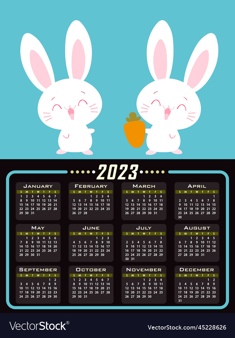 Calendar of the year 2023 on the blue background Vector Image