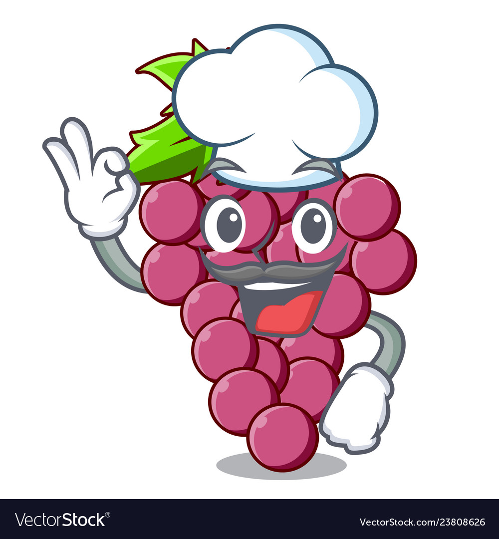 Chef red grapes fruit isolated in character