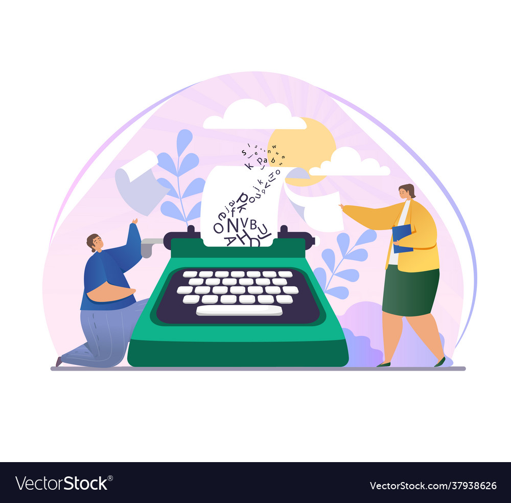 Creative writer ask publisher for promotion vector image Creative writer ask publisher for promotion