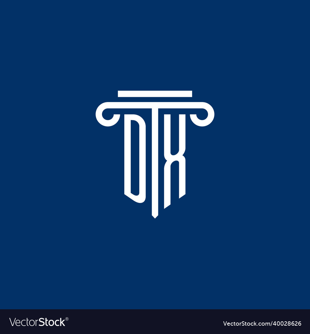 Dx initial logo monogram with simple pillar icon Vector Image Dx initial logo monogram with simple pillar icon