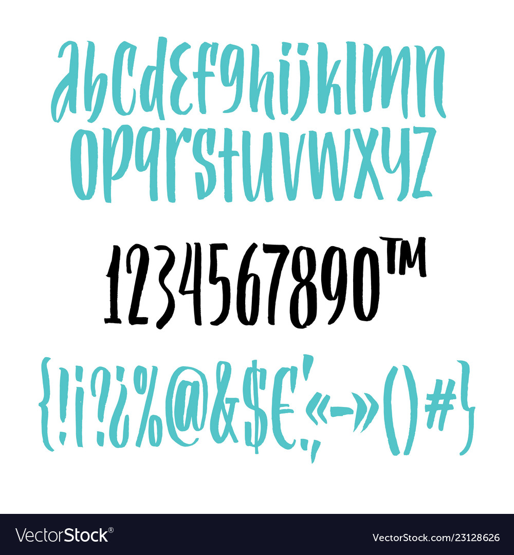 Handwritten script font brush vector image Handwritten script font brush