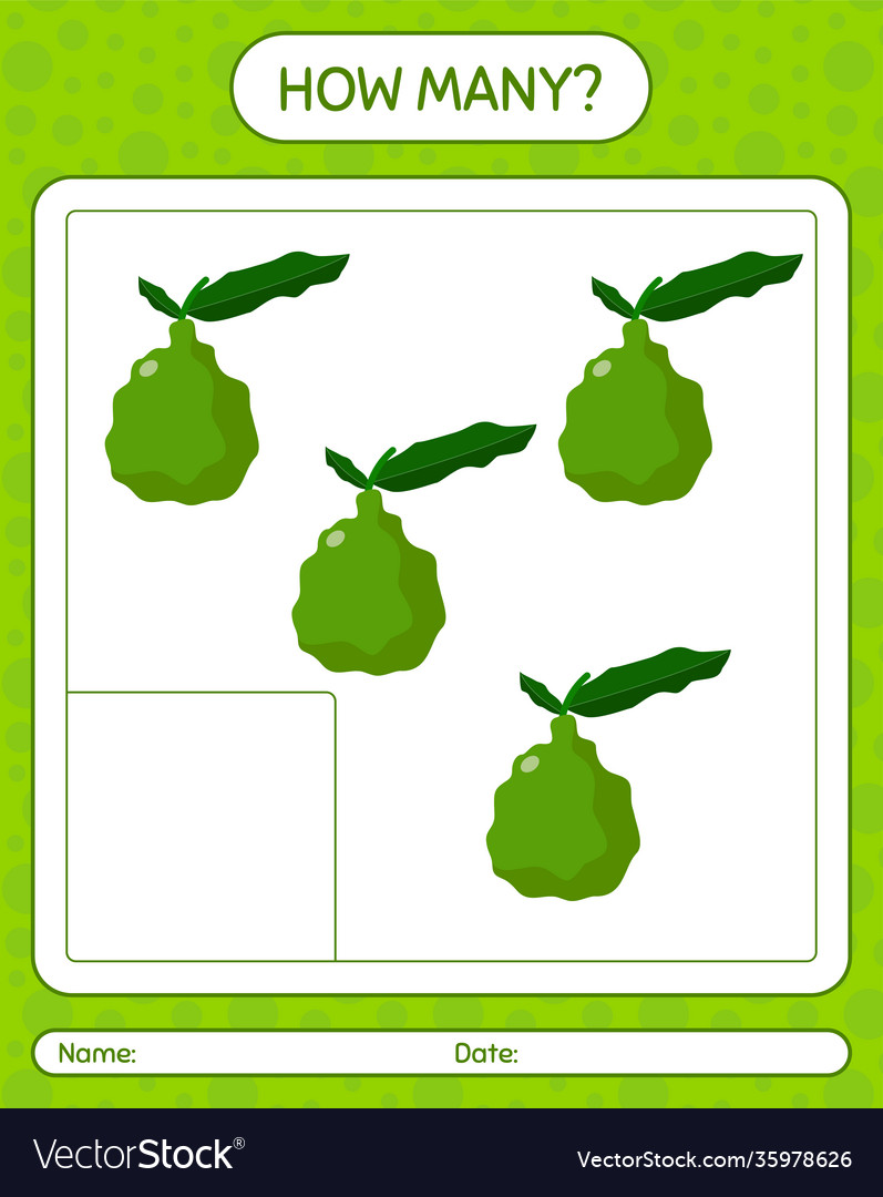 How many counting game with kaffir lime worksheet vector image How many counting game with kaffir lime worksheet