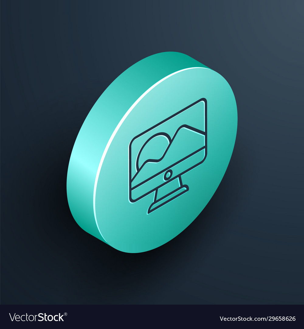 Isometric line computer monitor screen icon