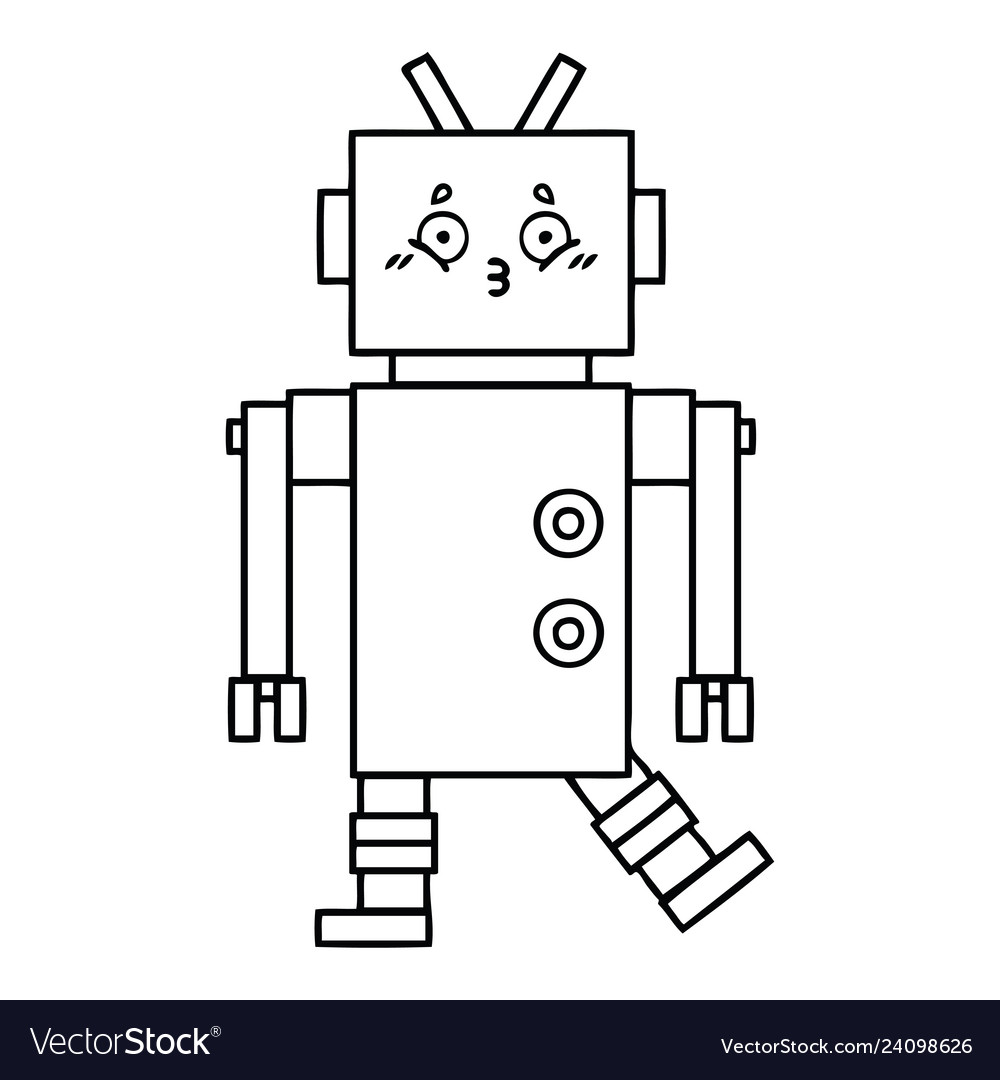 Line drawing cartoon robot