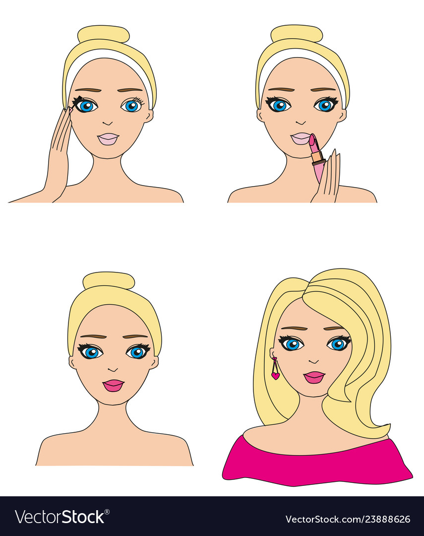 Make-up girl set Royalty Free Vector Image - VectorStock