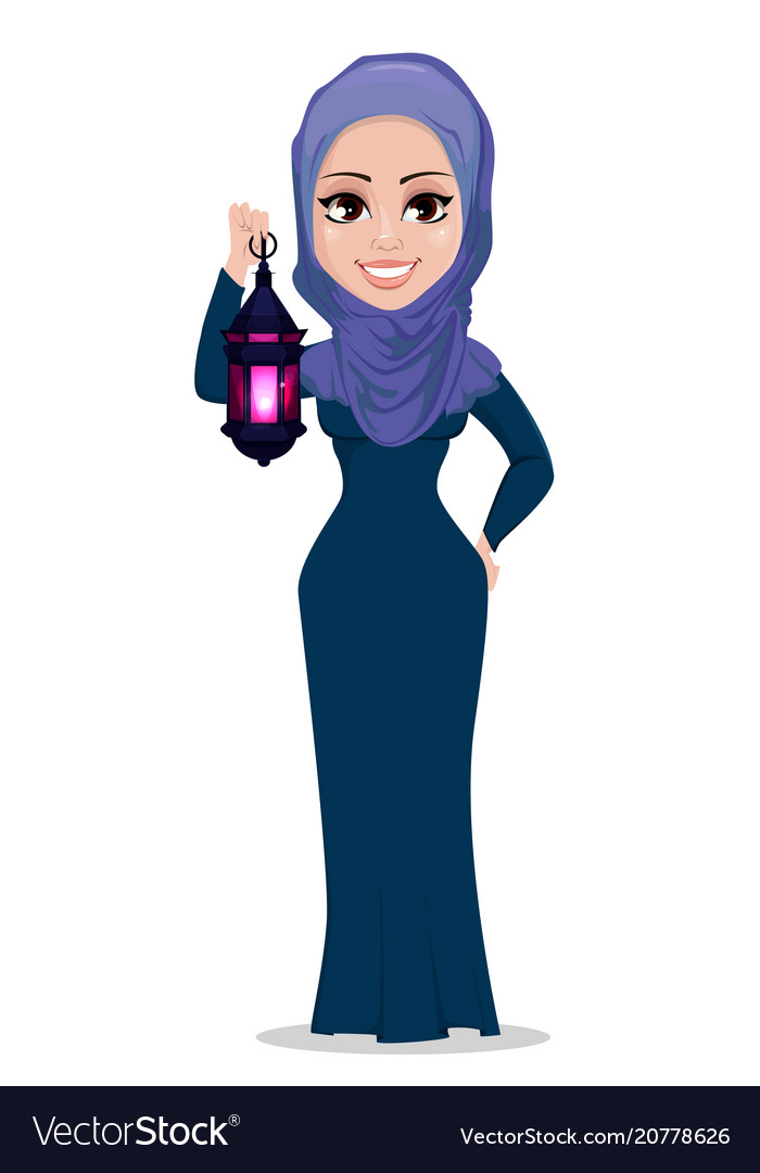 Muslim woman holding arabic lantern