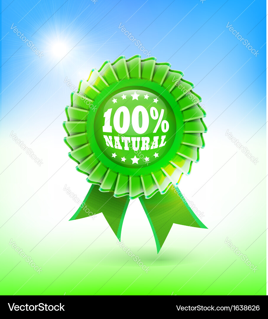 Natural green label 100 Royalty Free Vector Image