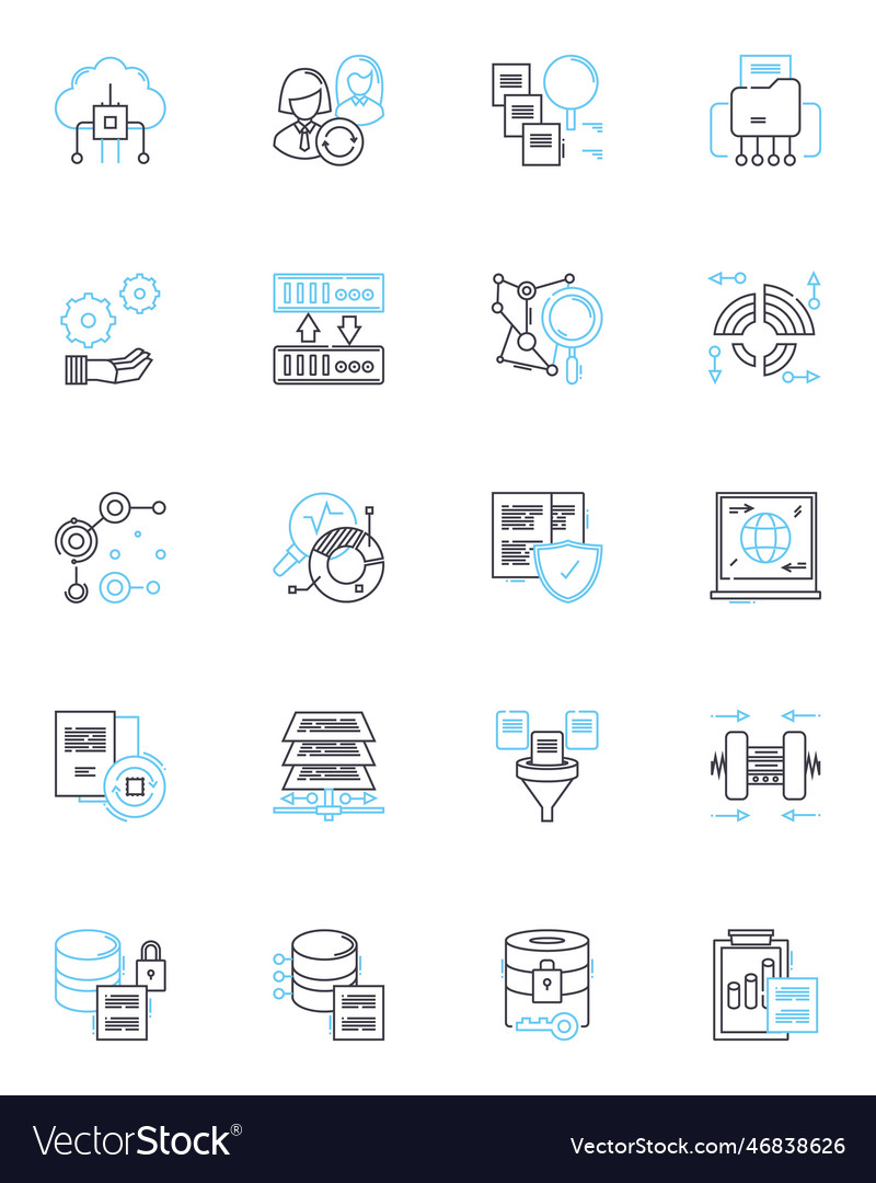 Nodes linear icons set nerking connectivity vector image Nodes linear icons set nerking connectivity