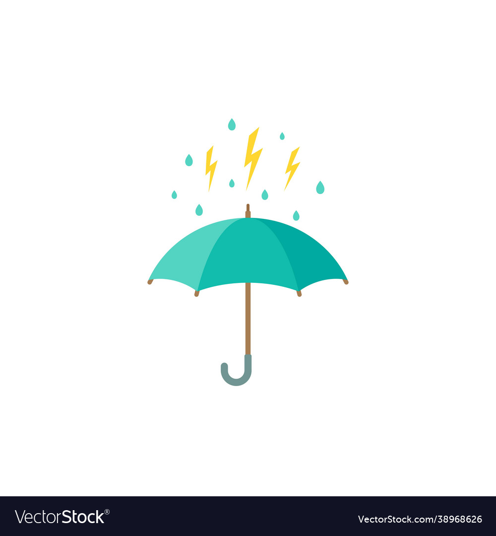Open umbrella with lightnings or thunderbolts Vector Image