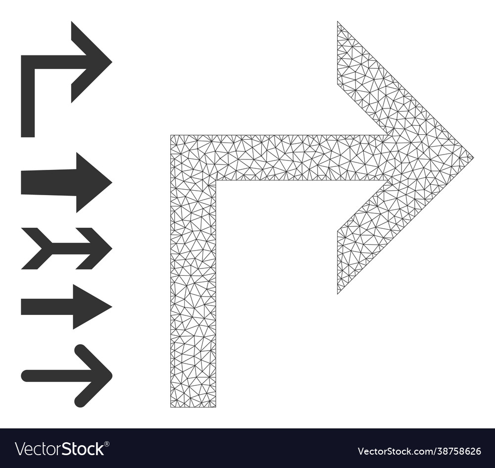 Polygonal network turn right icon with simple vector image Polygonal network turn right icon with simple