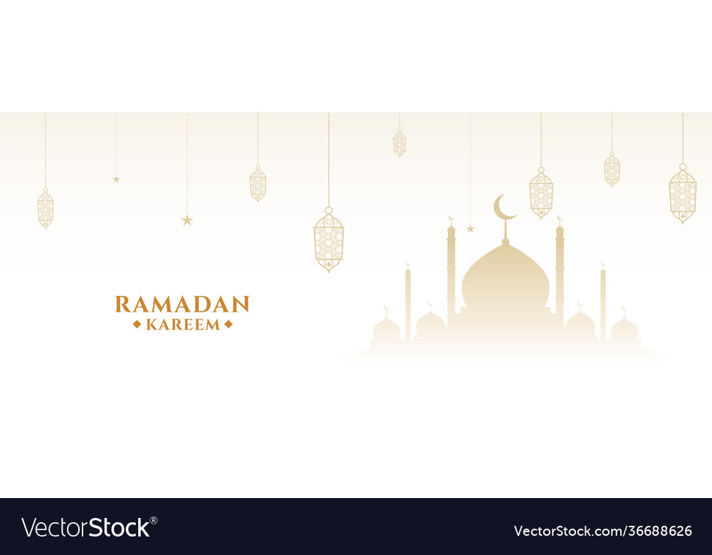 Ramadan kareem white traditional islamic banner Vector Image