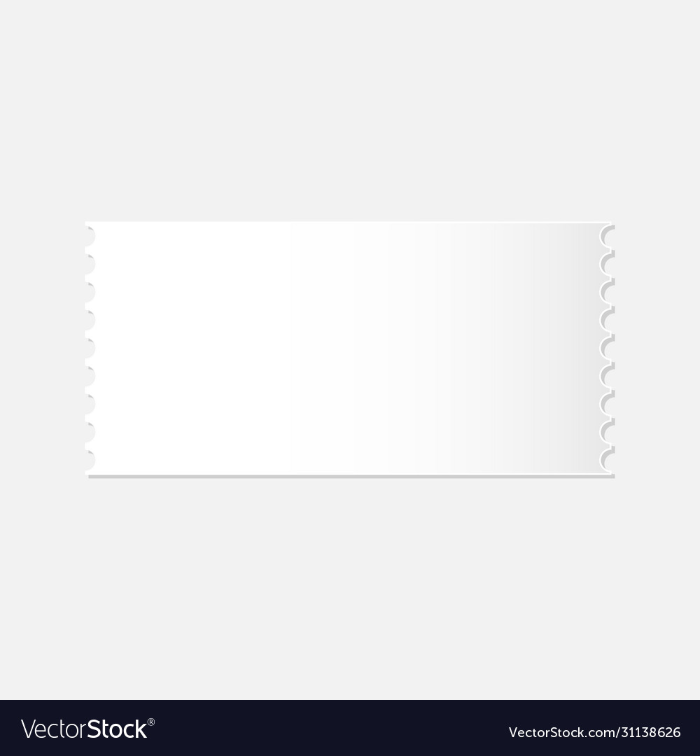 Realistic mockup detachable blank white ticket