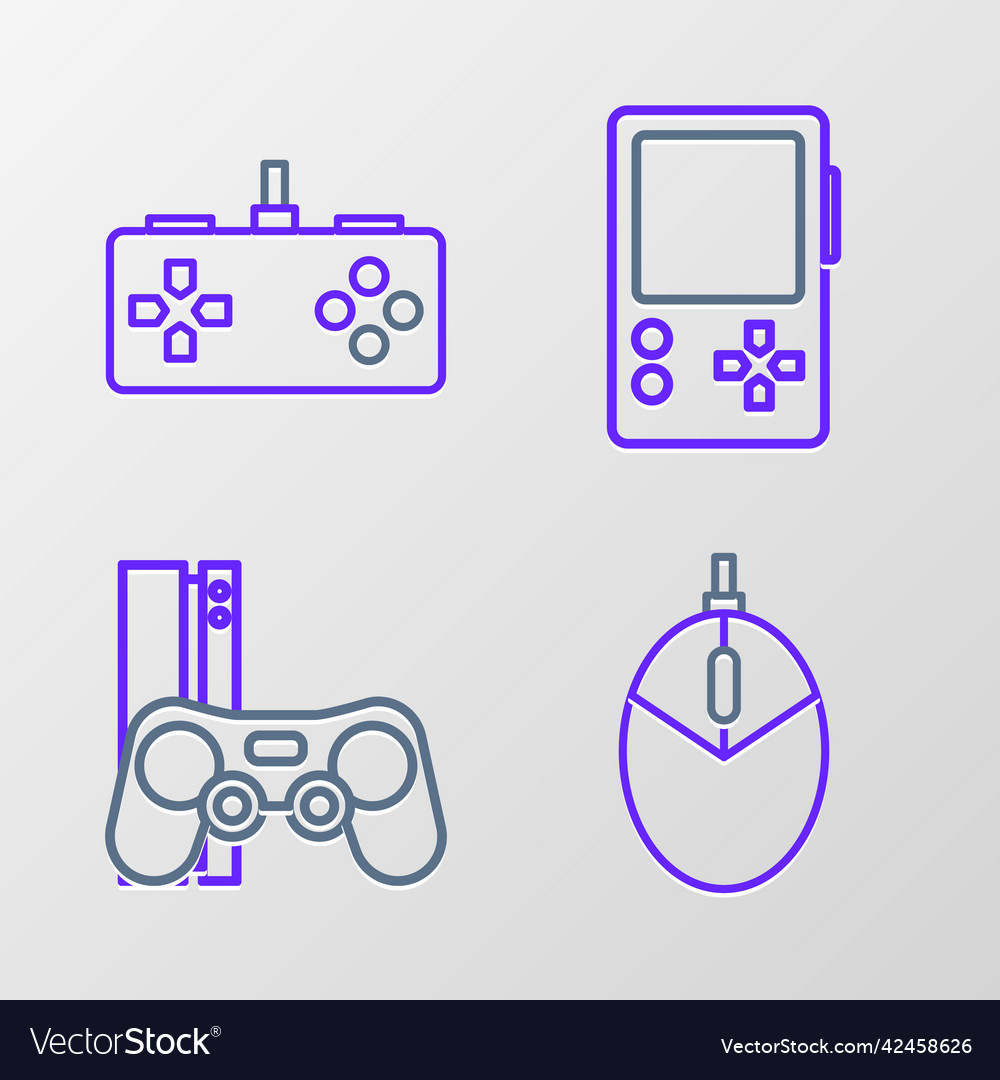 Set line computer mouse gaming game console vector image Set line computer mouse gaming game console