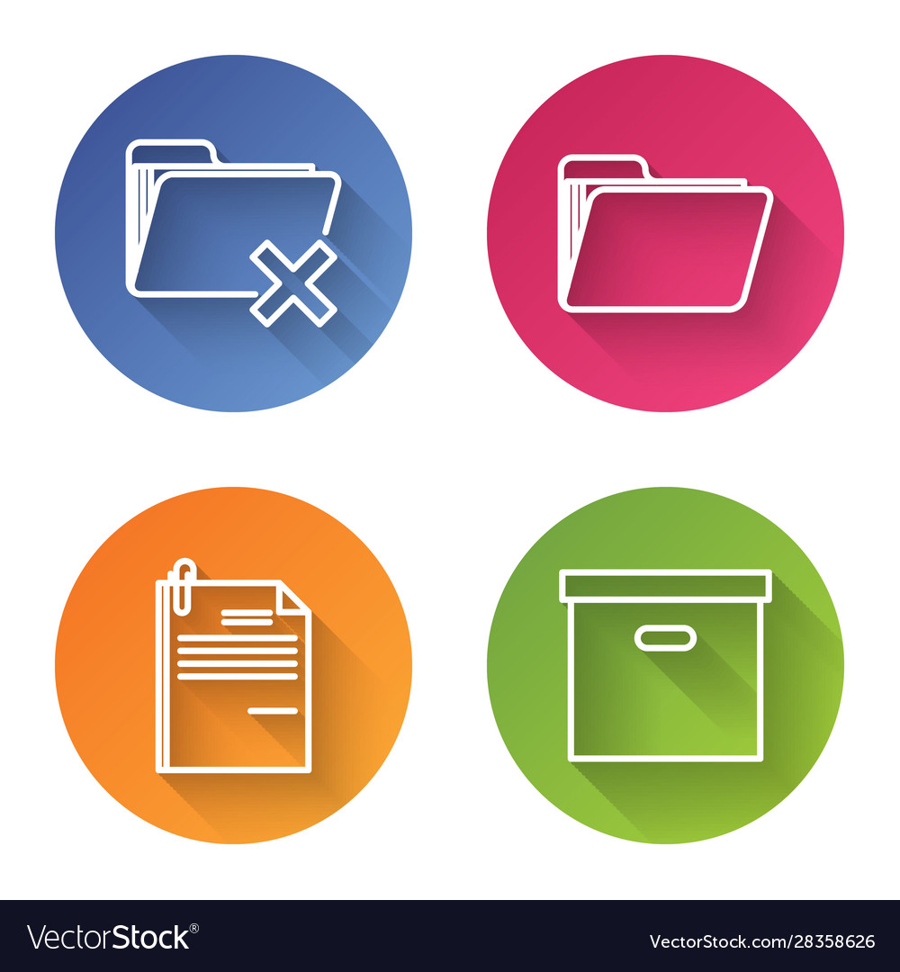 Set line delete folder document file vector image Set line delete folder document file