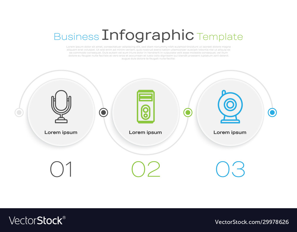 Set line microphone computer and web camera Vector Image Set line microphone computer and web camera