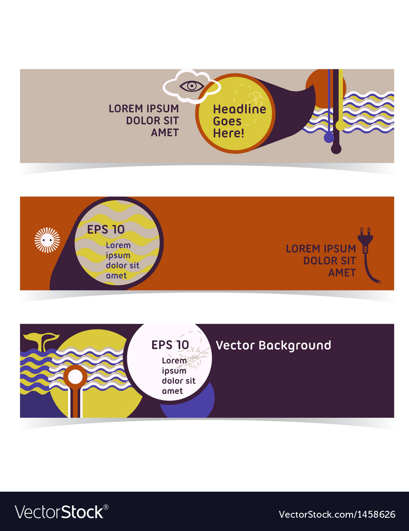 Set of horizontal banners headers editable design