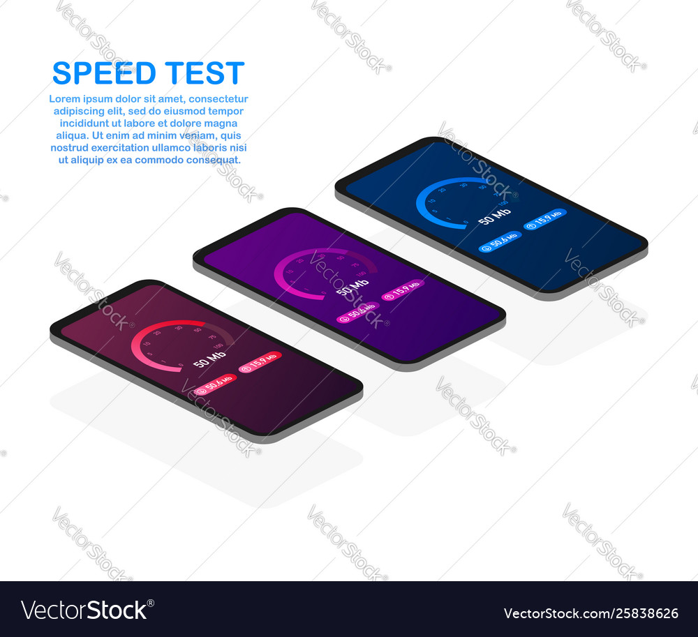 Set speed test on smartphone speedometer internet