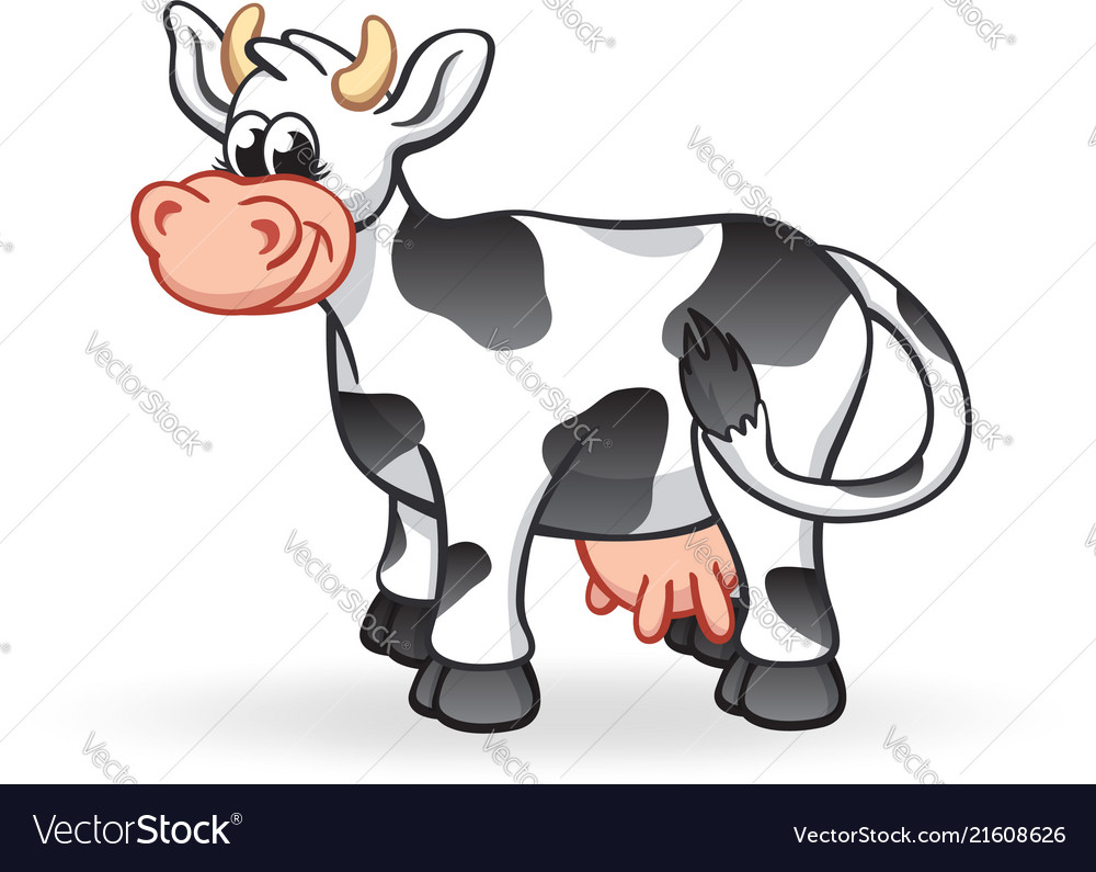 Smiling cartoon cow character Royalty Free Vector Image