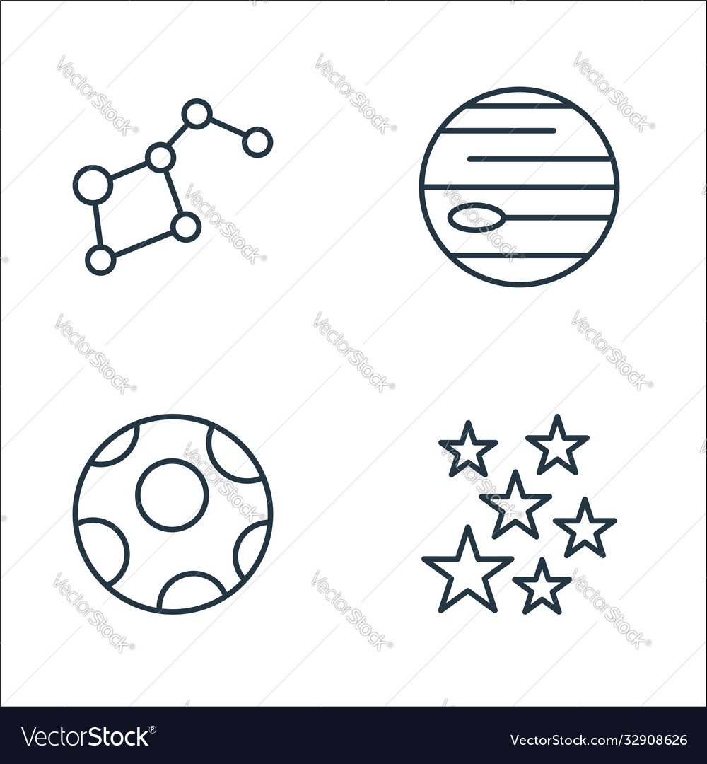 Space line icons linear set quality vector image Space line icons linear set quality