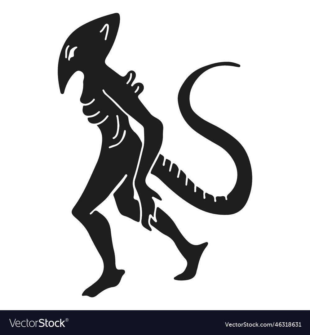 Alien tail monster silhouette Royalty Free Vector Image