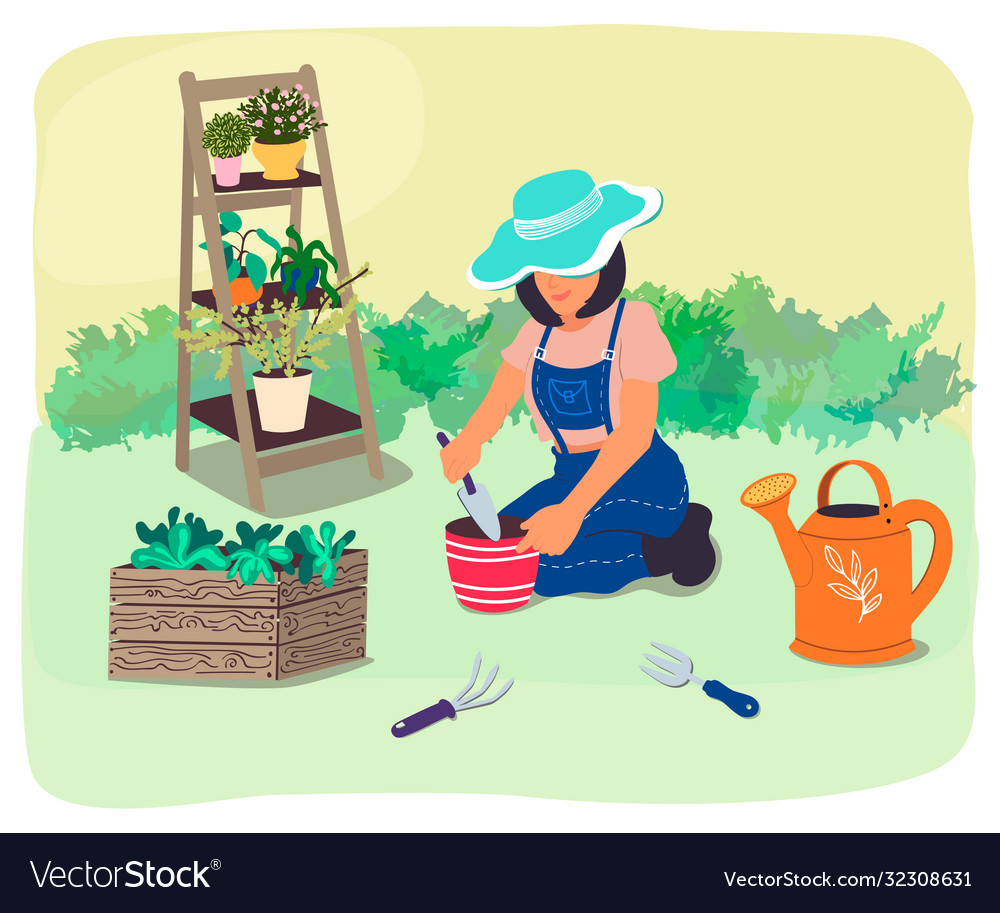 An agricultural worker plants seedlings gardener