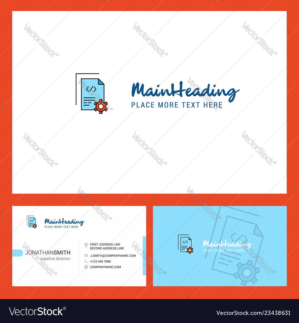 Coding logo design with tagline front and back vector image Coding logo design with tagline front and back