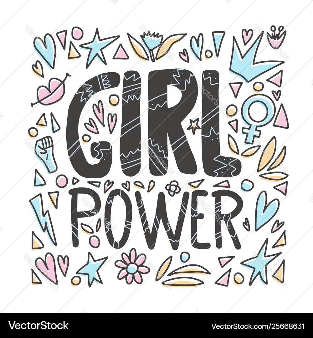 Girl power poster concept text with decor Vector Image