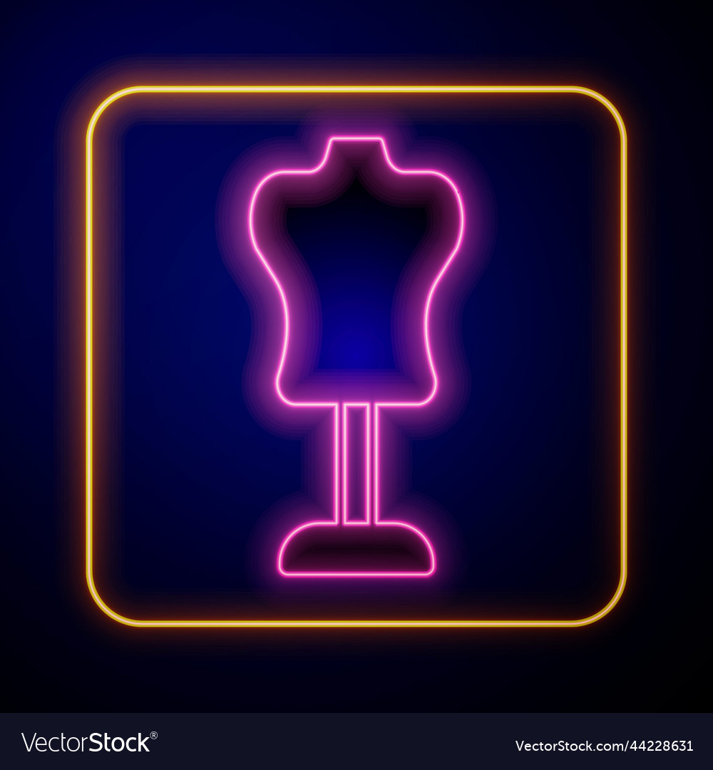 Glowing neon mannequin icon isolated on black Vector Image