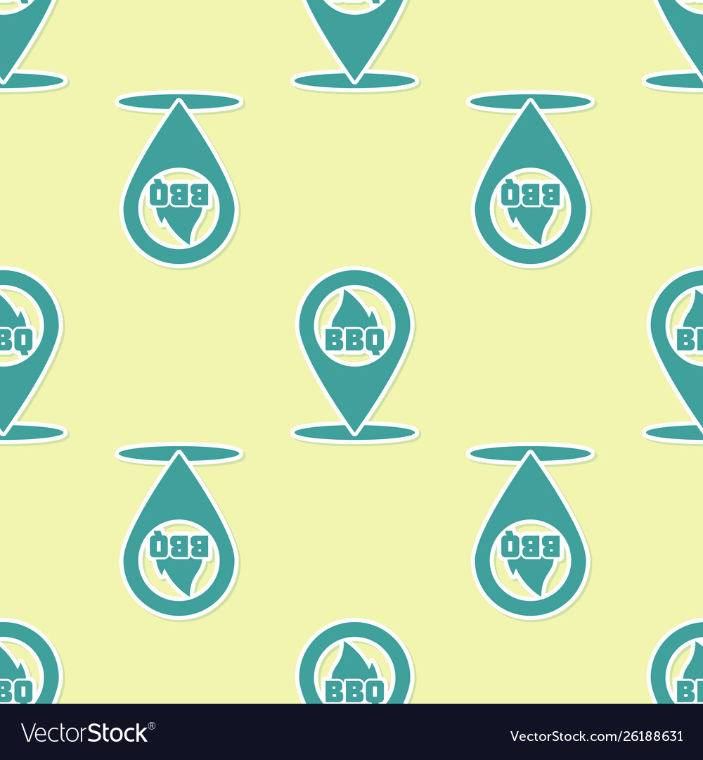 Green map pointer with barbecue icon isolated