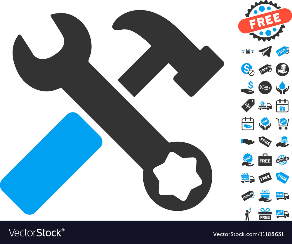 Hammer and wrench icon with free bonus