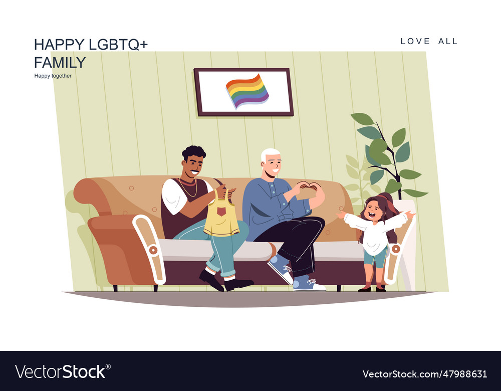 Happy lgbt family concept male fathers take care