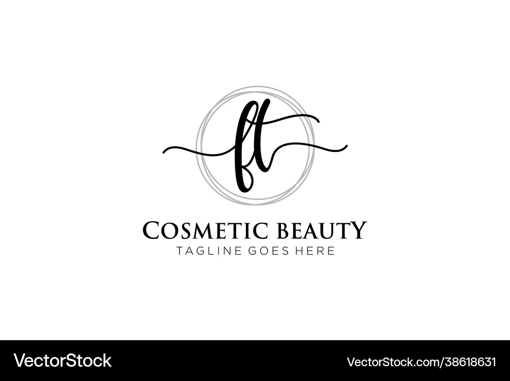 Initial ft feminine logo beauty monogram Vector Image