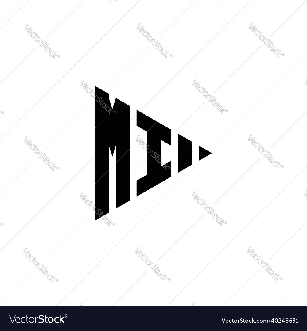Mi logo monogram triangle shape play button