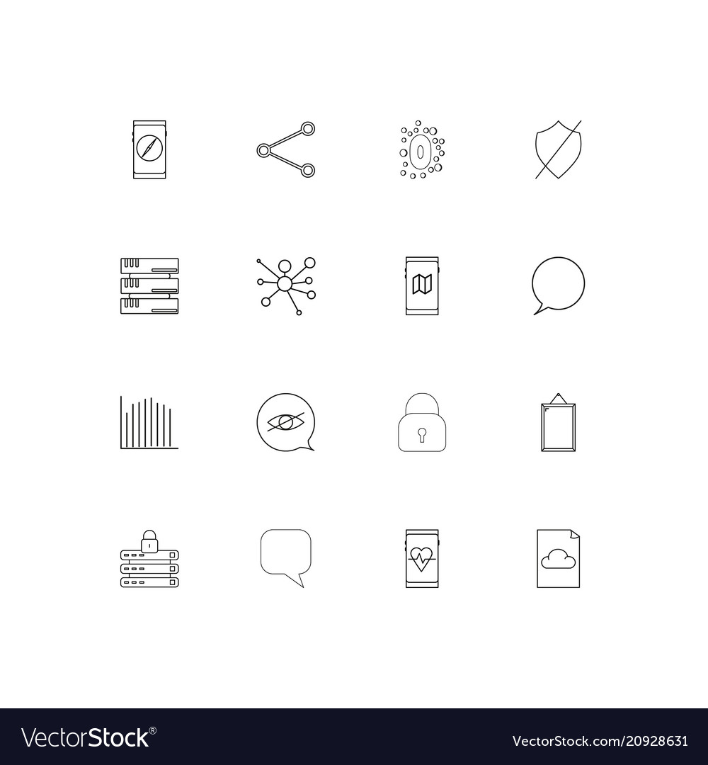Network and database linear thin icons set