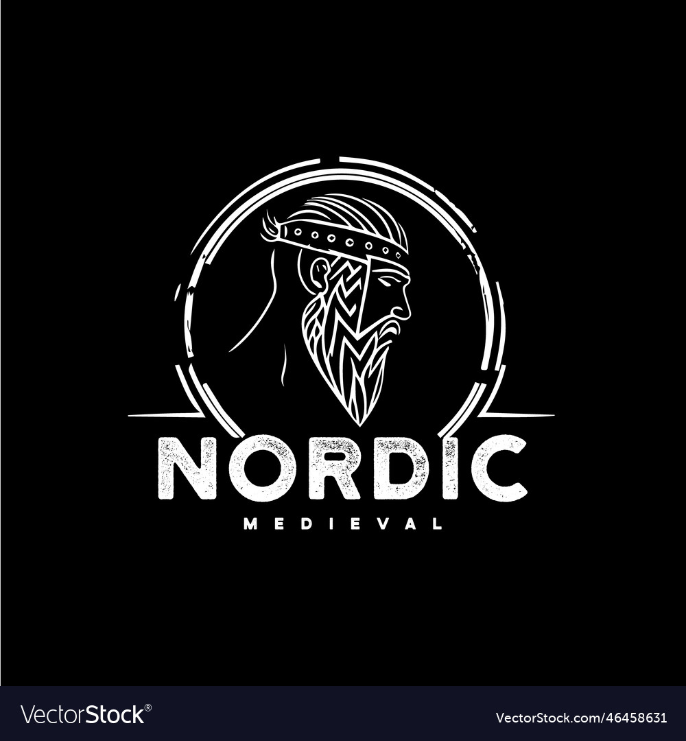 Nordic man head emblem viking logo template Vector Image