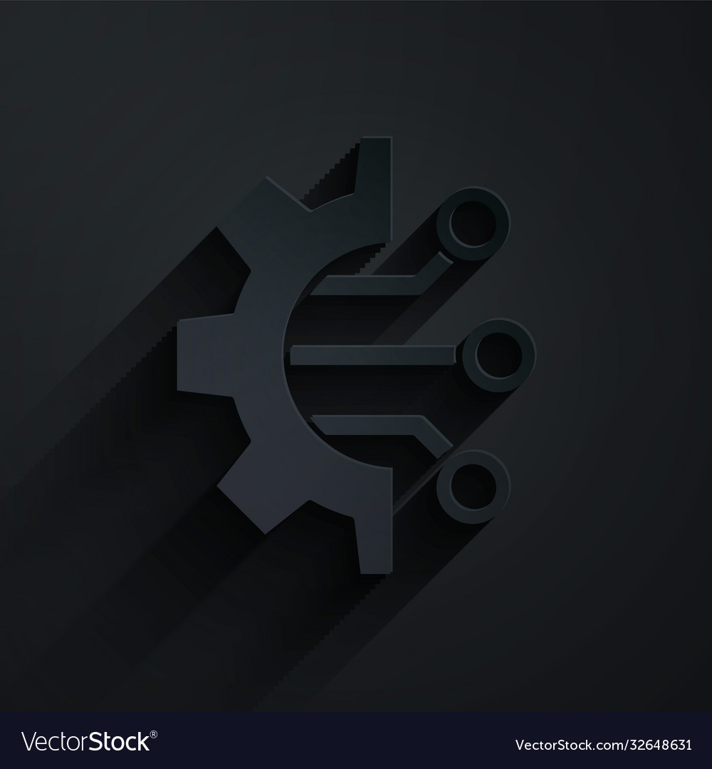 Paper cut algorithm icon isolated on black vector image Paper cut algorithm icon isolated on black