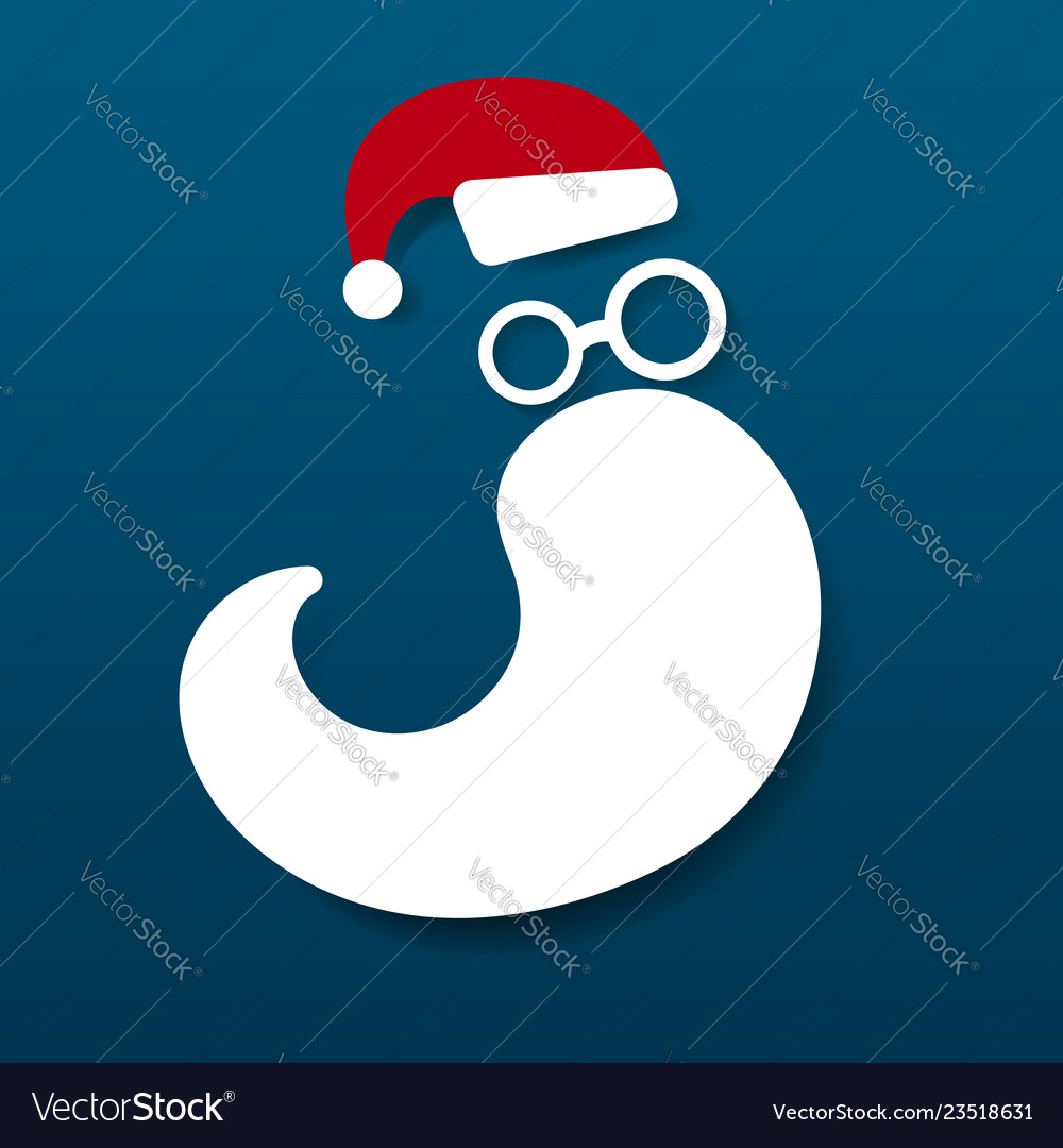 Santa claus hat and beard on blue background Vector Image Santa claus hat and beard on blue background